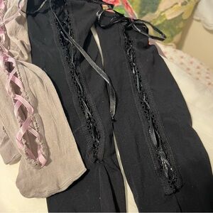 Cute x Sexy Grey & Black Lace Up Thigh High /Knee High Stockings